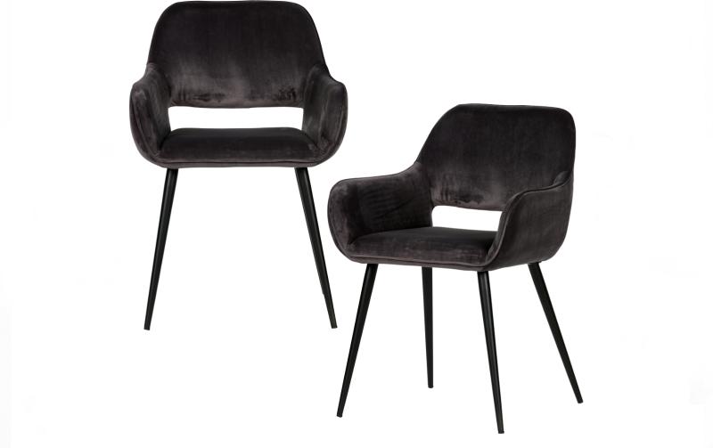 Moderne Jelle Spisebordsstol i Grå Fløjl - Elegance til Spisestuen