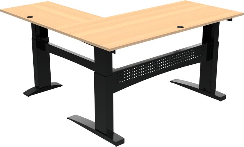 Flexdesk Tre-bens Hæve-/Sænkebord i Natur Sort 122x180 cm