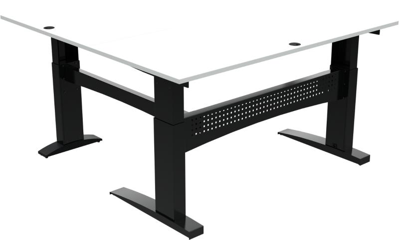 Flexdesk  Tre-bens Hæve- Sænkebord  Firkantet  Hvid Sort  H122x180x180    Mfc