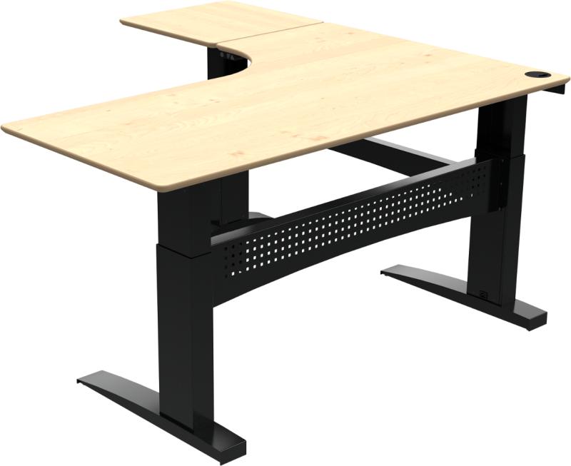 Flexdesk Tre-bens Hæve-/Sænkebord L-form Venstrevendt