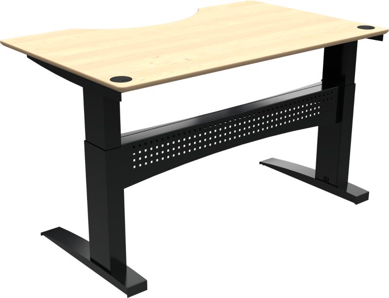Flexdesk   -bens Hæve- Sænkebord  Centerudskæring  Natur Sort  H122x160x100    Ahorn
