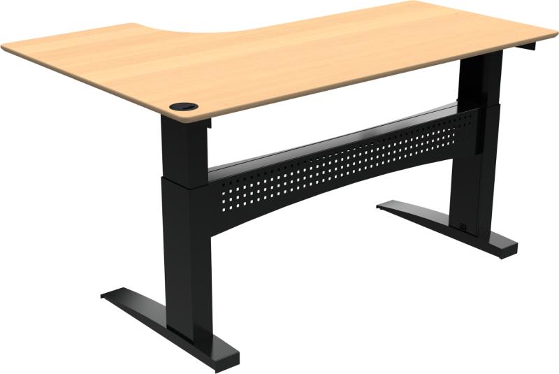 Flexdesk   -bens Hæve- Sænkebord   -form  Højrevendt  Natur Sort  H122x180x120    Bøg
