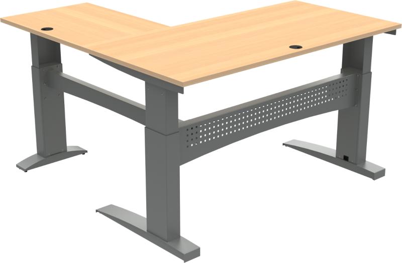Flexdesk Tre-bens Hæve-/Sænkebord i Natur Sølv