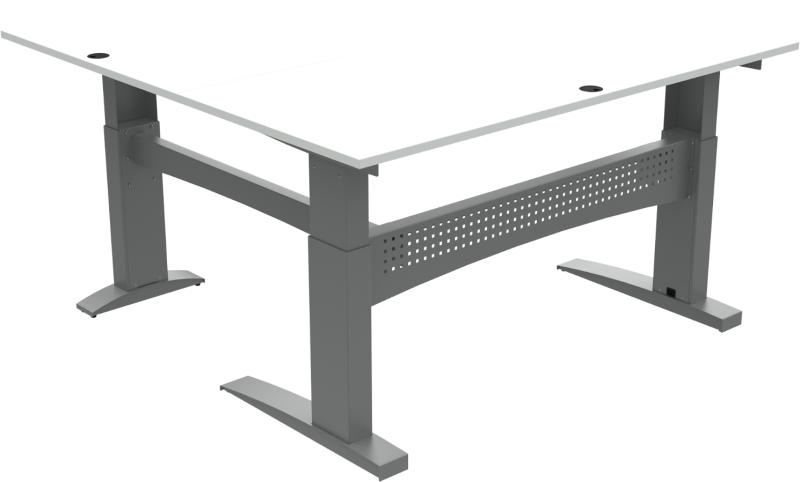 Flexdesk  Tre-bens Hæve- Sænkebord  Firkantet  Hvid Sølv  H122x180x180    Mfc
