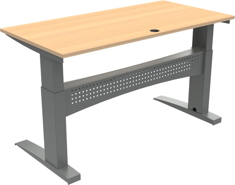 Flexdesk To-bens Hæve-/Sænkebord i Natur Sølv 160x80 cm