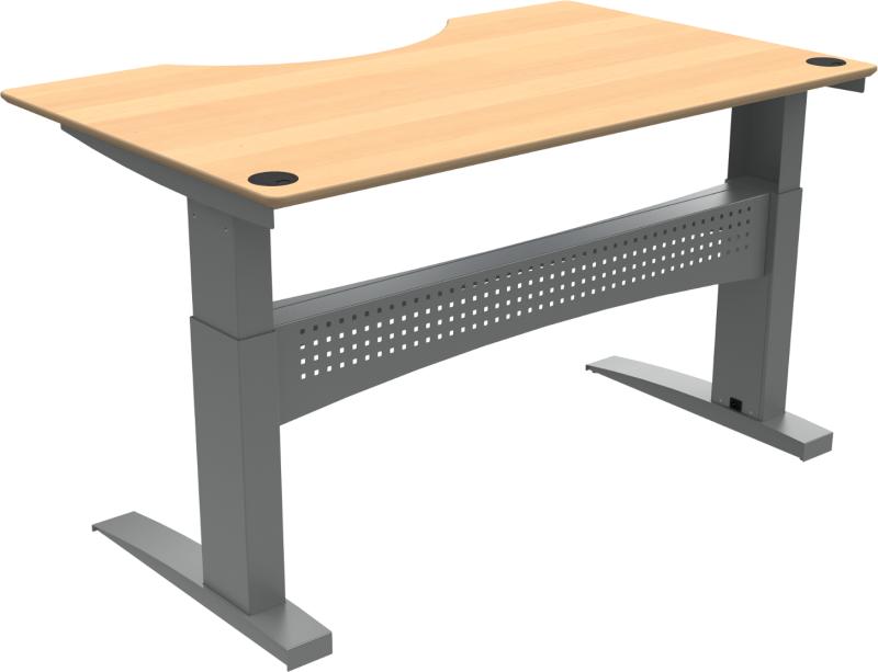 Flexdesk To-bens Hæve-/Sænkebord i Natur Sølv - Ergonomisk