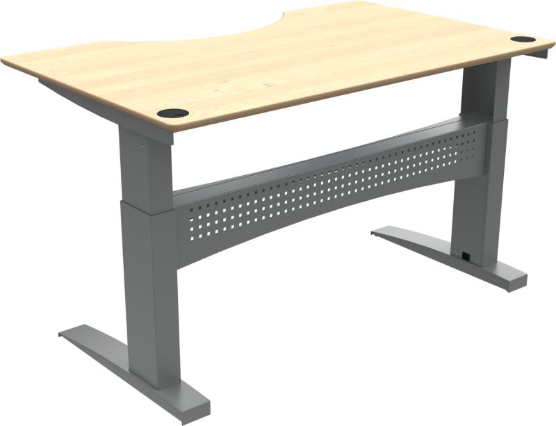 Flexdesk   -bens Hæve- Sænkebord  Centerudskæring  Natur Sølv  H122x160x100    Ahorn