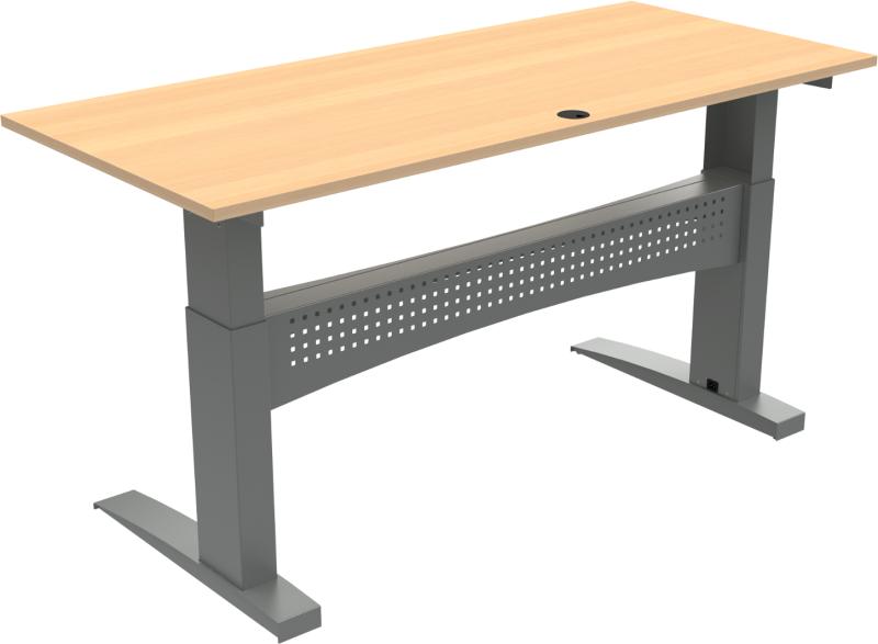 Flexdesk To-bens Hæve-/Sænkebord i Natur Sølv