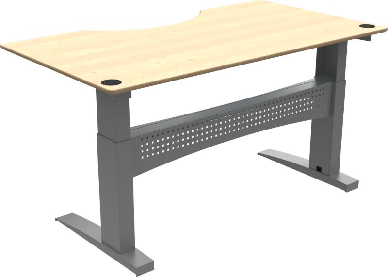 Flexdesk To-bens Hæve-/Sænkebord i Natur Sølv