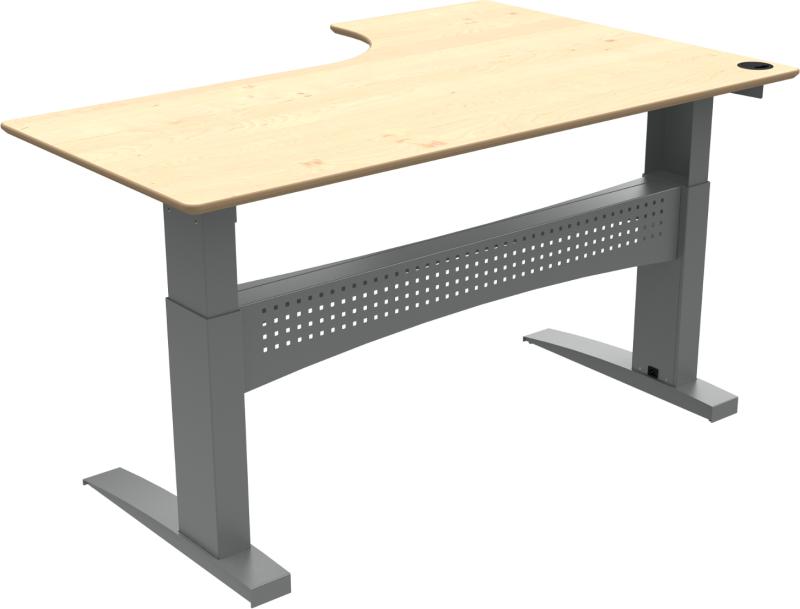 Flexdesk   -bens Hæve- Sænkebord   -form  Venstrevendt  Natur Sølv  H122x180x120    Ahorn