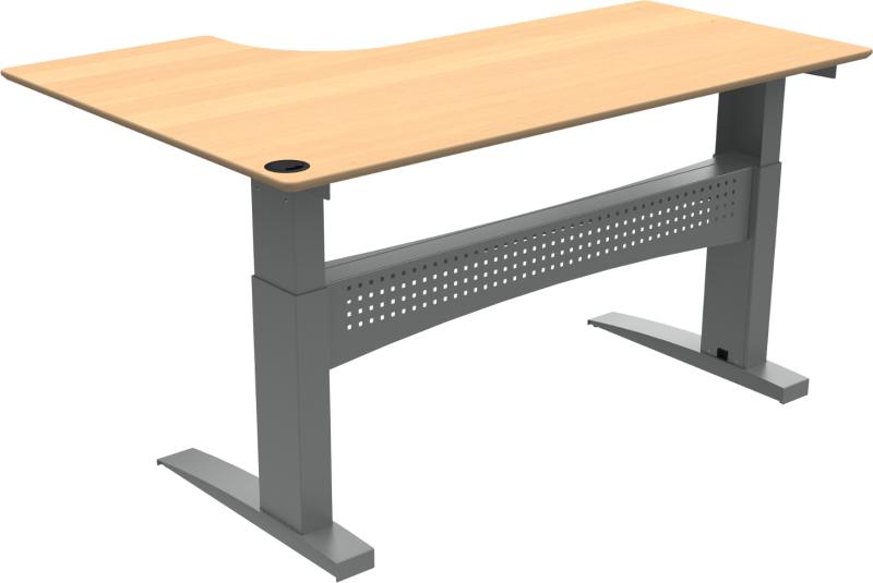 Flexdesk   -bens Hæve- Sænkebord   -form  Højrevendt  Natur Sølv  H122x180x120    Bøg