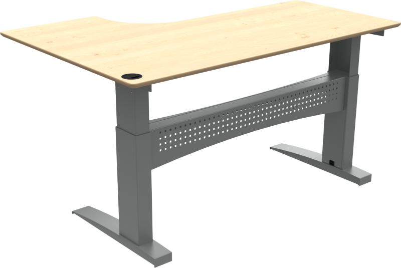 Flexdesk To-bens Hæve-Sænkebord L-form i Ahorn - Natur Sølv