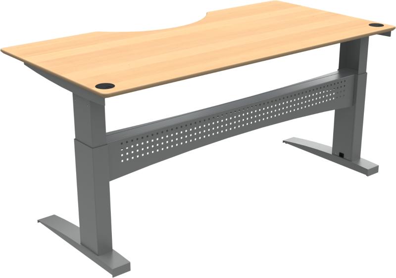 Flexdesk To-bens Hæve-/Sænkebord i Natur/Sølv