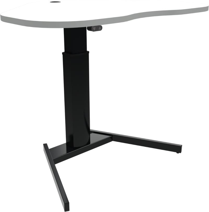 Optiheight  Enkeltben Hæve- Sænkebord  Hjerteformet  Hvid Sort  H120x117x90    Mfc