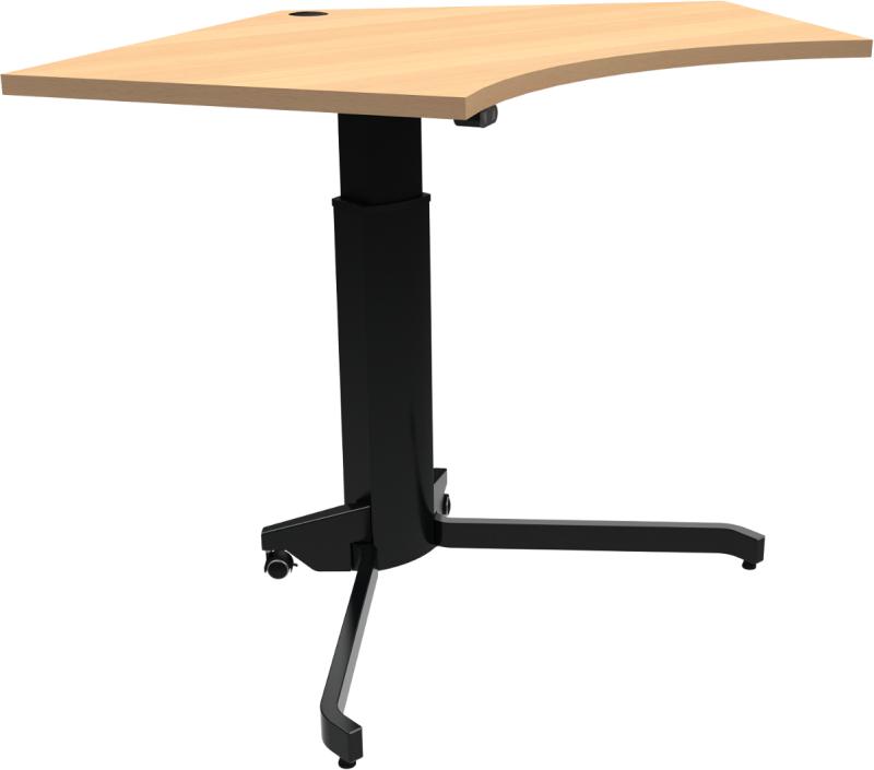 Aerotable  Enkeltben Hæve- Sænkebord  Femkantet  Natur Sort  H120x138x92    Bøg