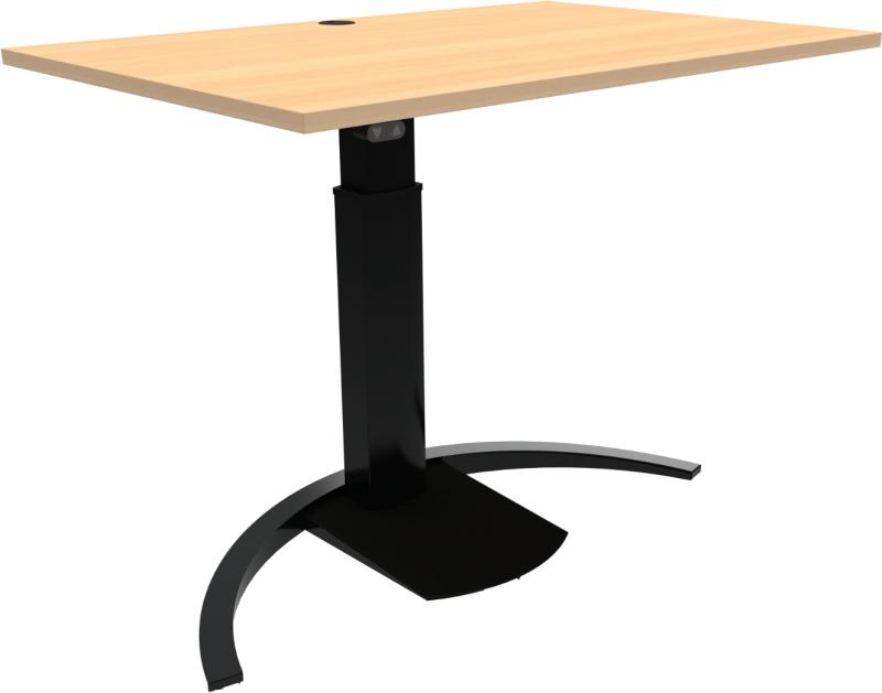 Ergotable Enkeltben Hæve-/Sænkebord i Natur Sort 120x80 cm