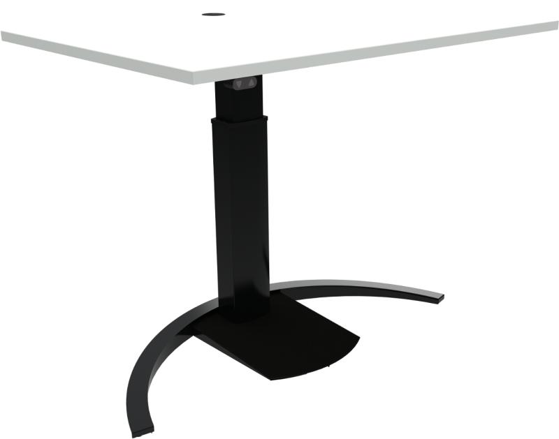 Ergotable Enkeltben Hæve-Sænkebord i Hvid og Sort 120x80 cm