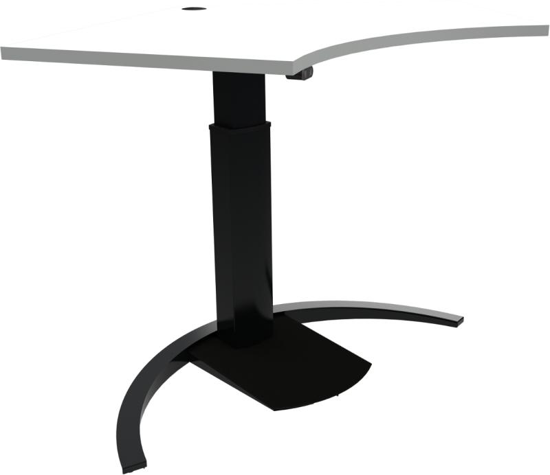 Ergotable  Enkeltben Hæve- Sænkebord  Femkantet  Hvid Sort  H120x138x92    Mfc