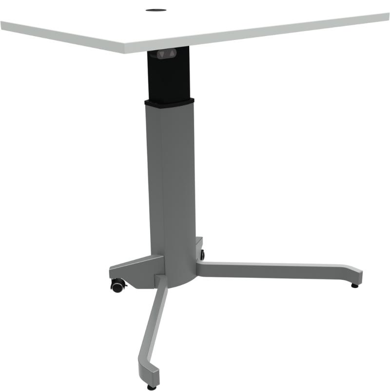 Zenrise Hæve-Sænkebord med Enkeltben - Hvid/Sølv