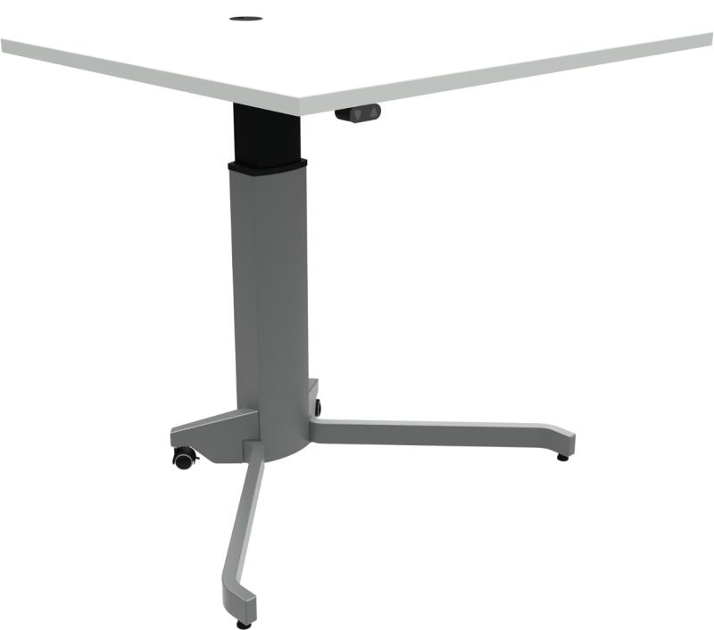 Zenrise Hæve-/Sænkebord med Enkeltben - Hvid/Sølv