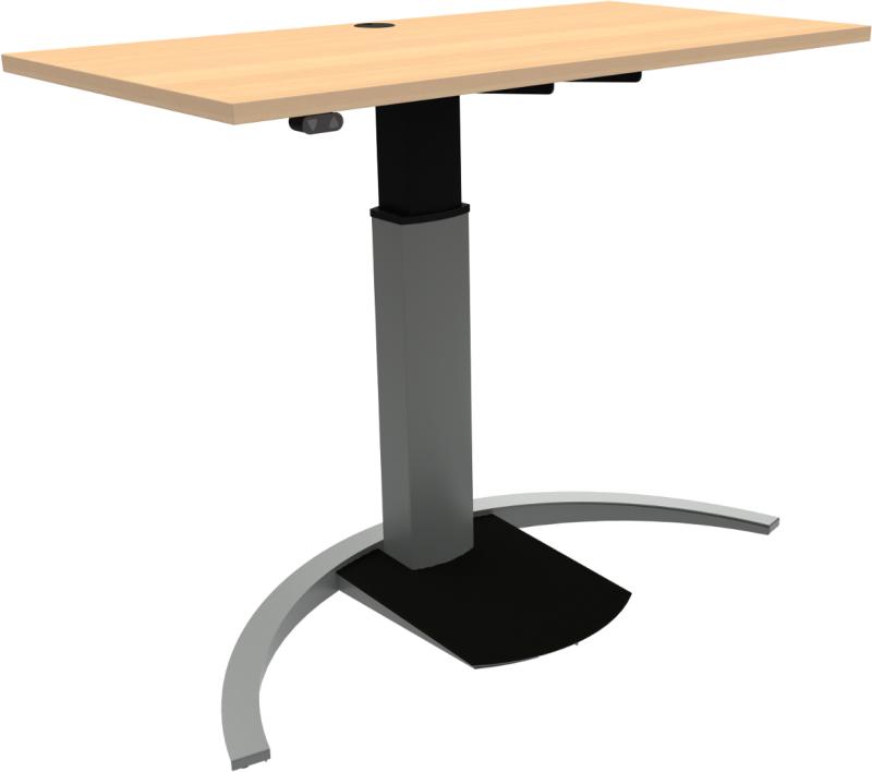 Ergotable Enkeltben Hæve-Sænkebord i Natur Sølv 120x120 cm