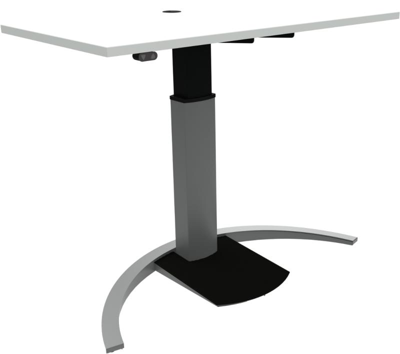 Ergotable Enkeltben Hæve-Sænkebord - Hvid & Sølv Design