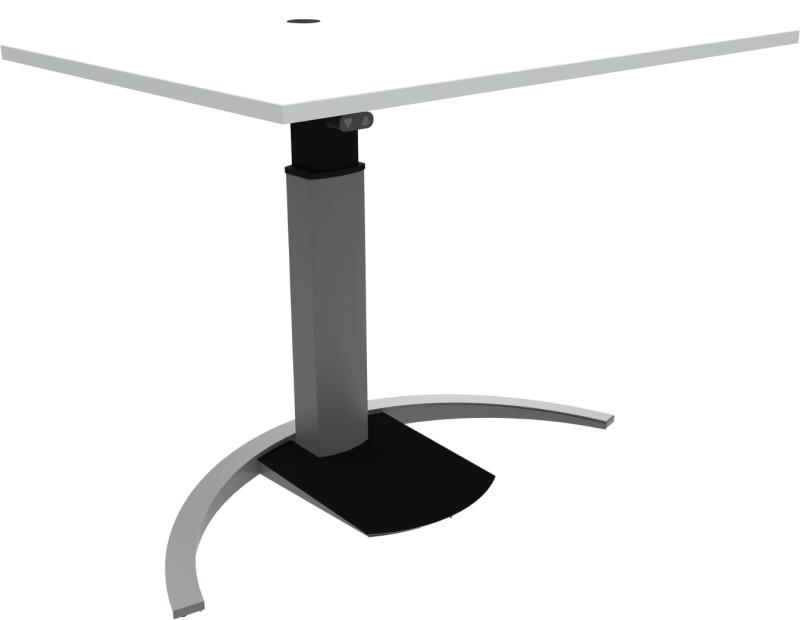 Ergotable  Enkeltben Hæve- Sænkebord  Firkantet  Hvid Sølv  H120x120x80    Mfc