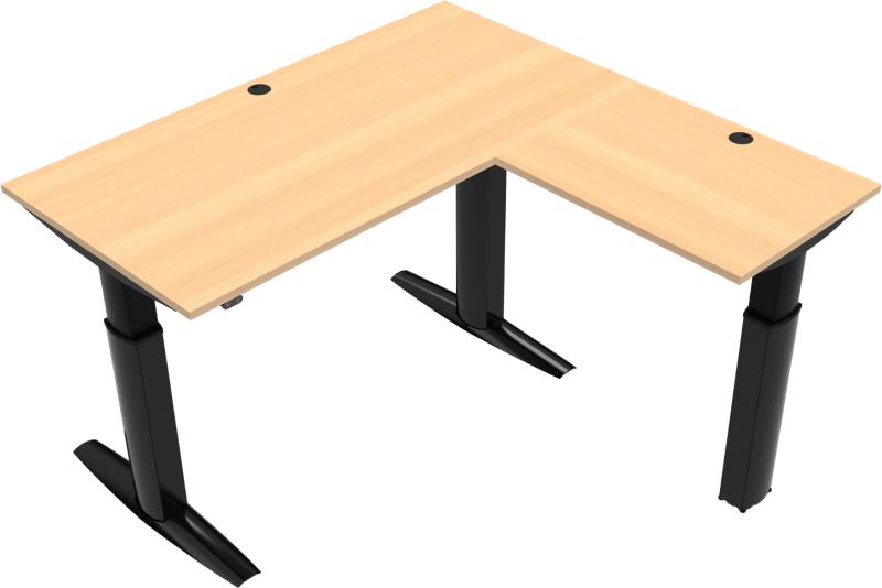 Elevateline  Tre-bens Hæve- Sænkebord  Firkantet  Natur Sort  H120x160x160    Bøg