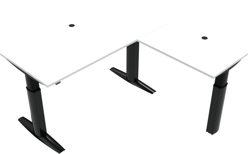 Elevateline  Tre-bens Hæve- Sænkebord  Firkantet  Hvid Sort  H120x180x180    Mfc