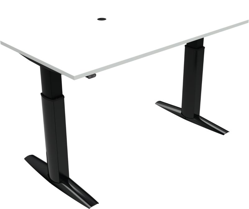 Elevateline   -bens Hæve- Sænkebord  Firkantet  Hvid Sort  H120x160x80    Mfc