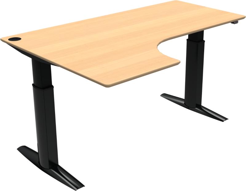 Elevateline   -bens Hæve- Sænkebord   -form  Venstrevendt  Natur Sort  H120x180x120    Bøg