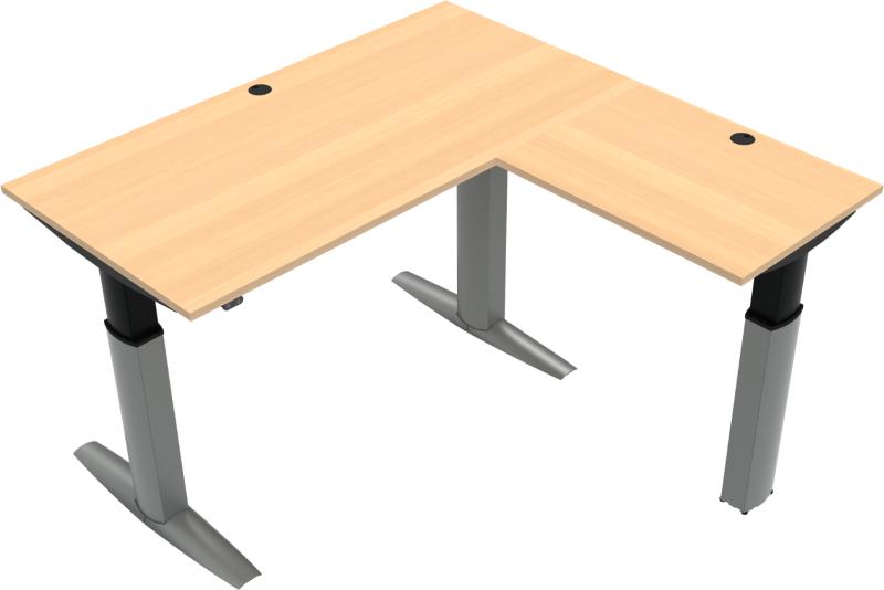 Elevateline  Tre-bens Hæve- Sænkebord  Firkantet  Natur Sølv  H120x160x160    Bøg