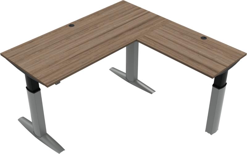 Elevateline  Tre-bens Hæve- Sænkebord  Firkantet  Mørk Natur Sølv  H120x180x180    Valnød