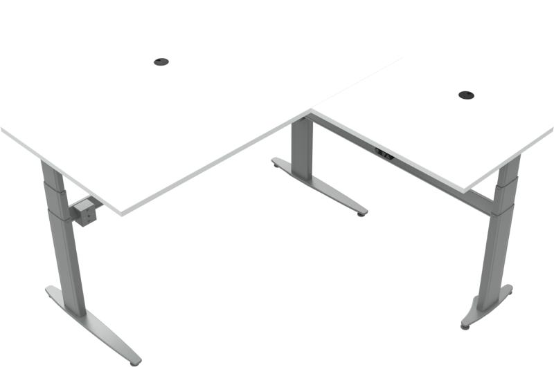 Movemate Tre-bens Hæve-/Sænkebord - Hvid Sølv Design