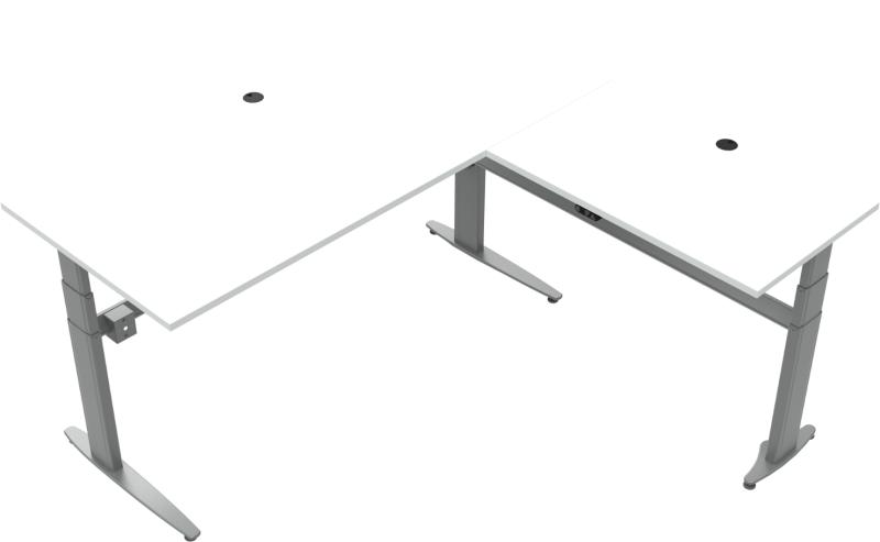 Tre-bens Hæve-/Sænkebord i Hvid/Sølv - Stilrent Design