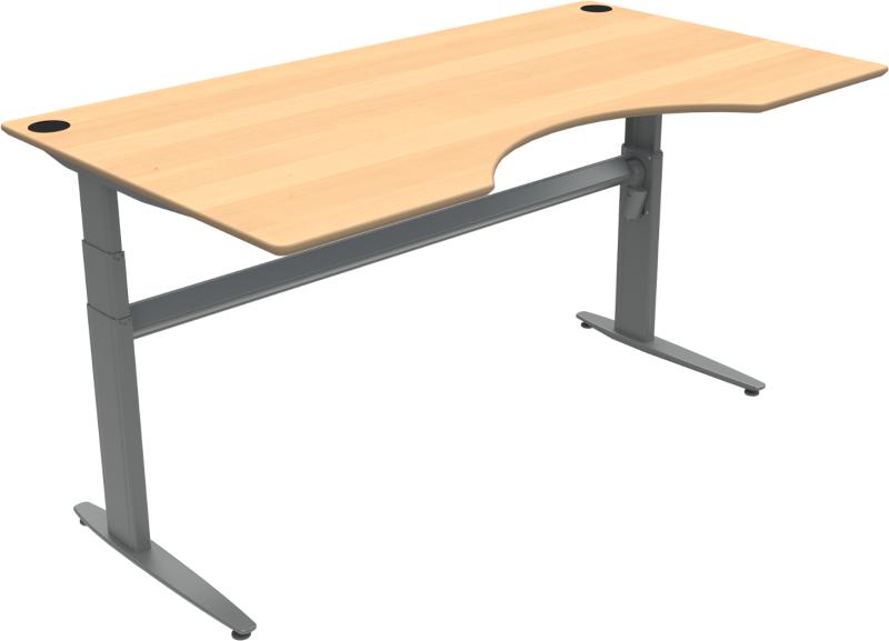 Movemate   -bens Hæve- Sænkebord  Centerudskæring  Natur Sølv  H120x180x100    Bøg