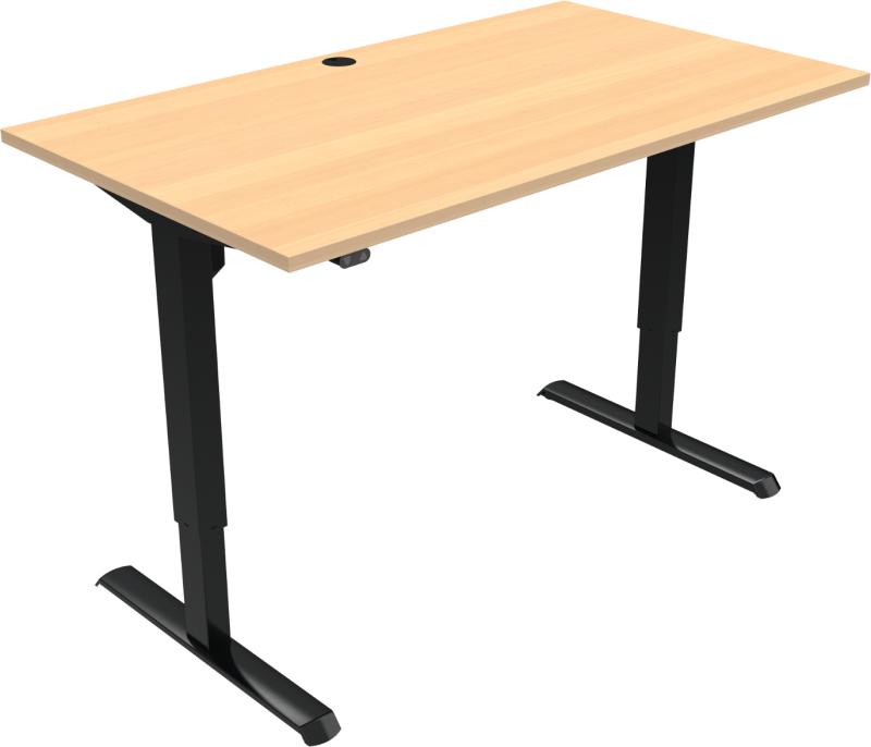 Adaptdesk To-bens Hæve-/Sænkebord i Natur og Sort