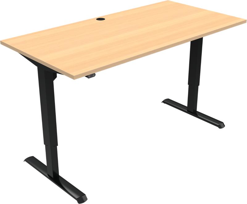 Adaptdesk To-bens Hæve-/Sænkebord i Natur og Sort