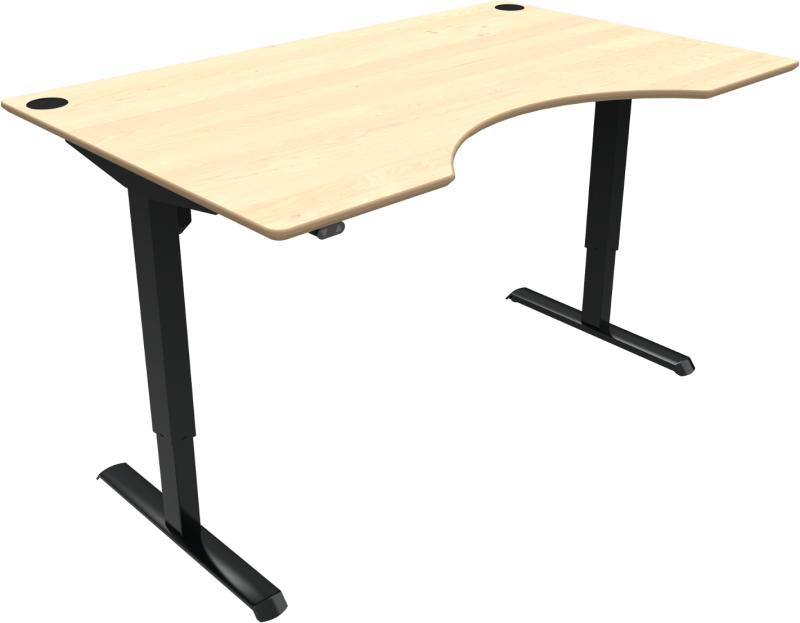 Adaptdesk To-bens Hæve-/Sænkebord i Natur Sort