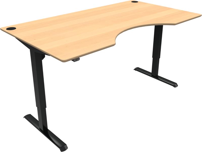 Adaptdesk To-bens Hæve-/Sænkebord i Natur Sort 180x100 cm