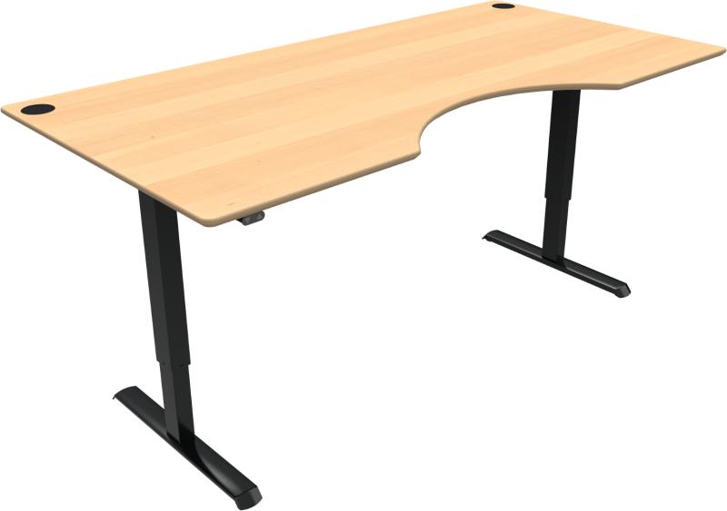 Adaptdesk To-bens Hæve-/Sænkebord med Centerudskæring