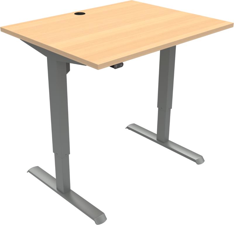 Adaptdesk To-bens Hæve-/Sænkebord i Natur Sølv 100x80 cm