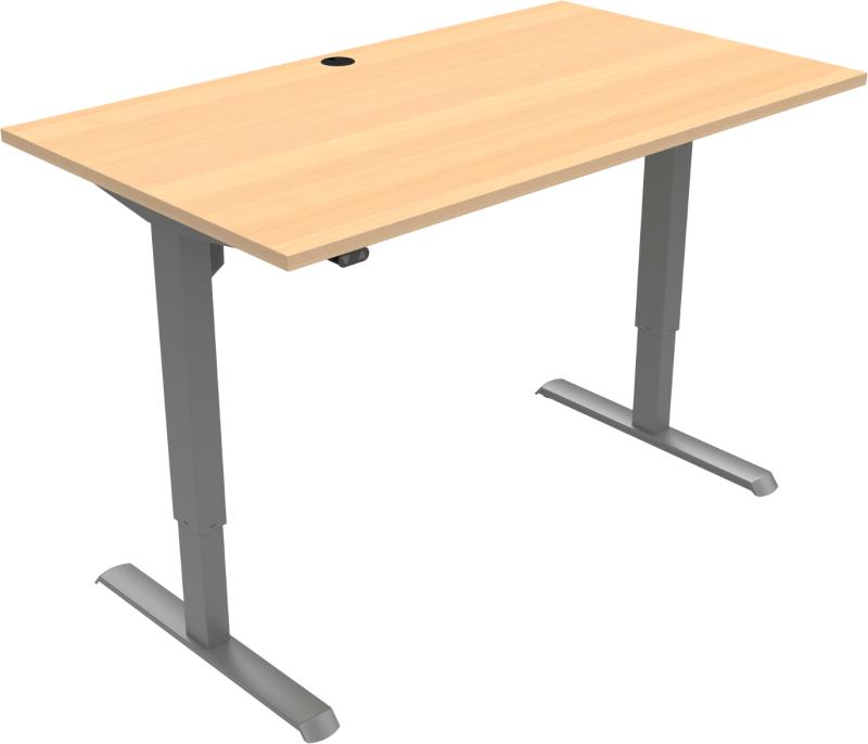 Adaptdesk To-bens Hæve-/Sænkebord i Natur og Sølv