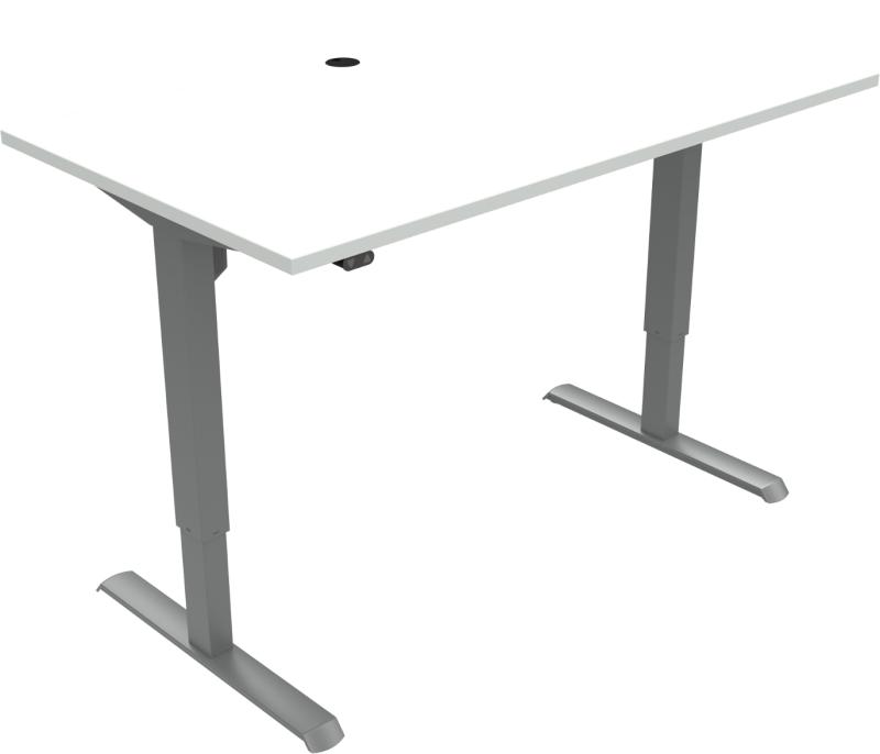 Elegant Hæve-Sænkebord i Hvid og Sølv - To-bens Design