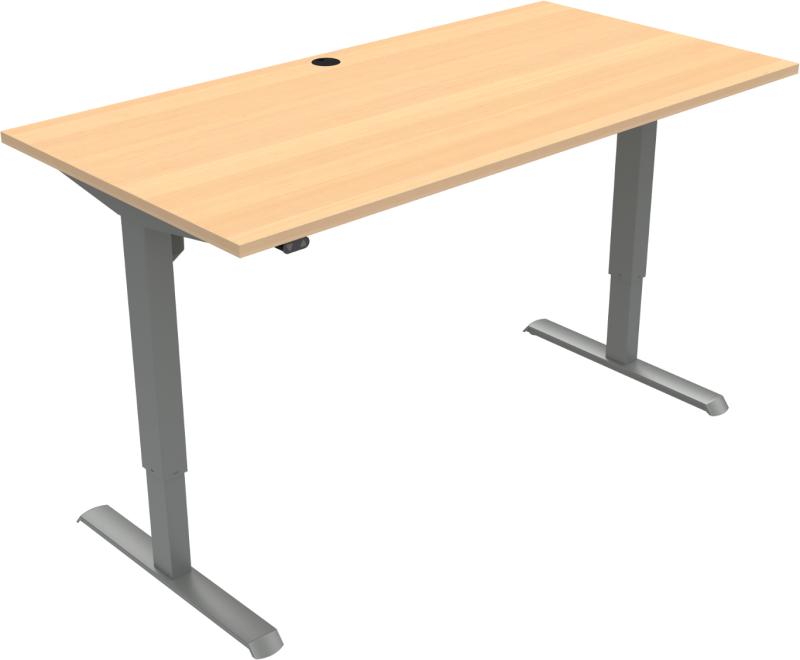 Adaptdesk To-bens Hæve-/Sænkebord i Natur Sølv