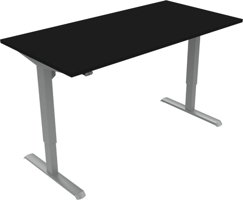 Adaptdesk To-bens Hæve-/Sænkebord - Firkantet Sort/Sølv