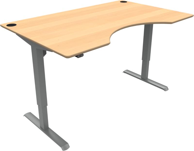 Adaptdesk To-bens Hæve-/Sænkebord i Natur/Sølv