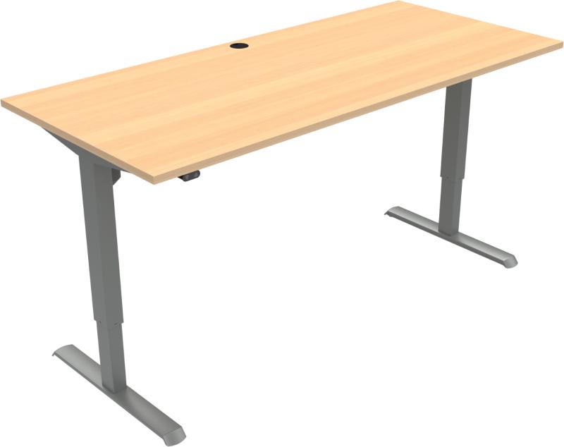 Adaptdesk   -bens Hæve- Sænkebord  Firkantet  Natur Sølv  H118x180x80    Bøg
