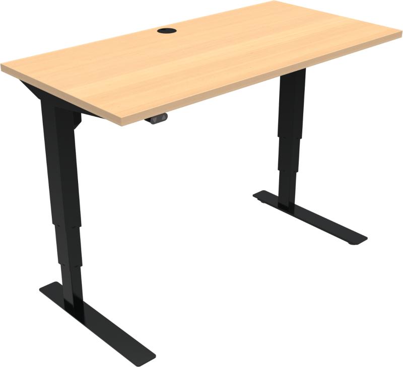 Versastand To-bens Hæve-/Sænkebord i Natur/Sort 122 cm
