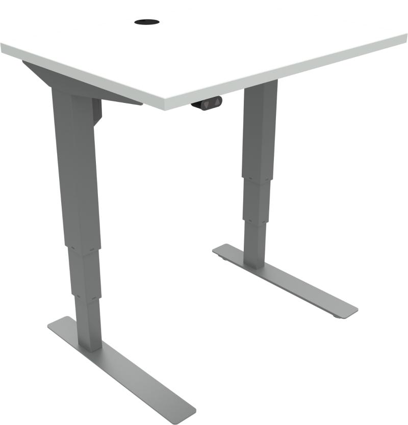 Versastand   -bens Hæve- Sænkebord  Firkantet  Hvid Sølv  H122x80x60    Mfc